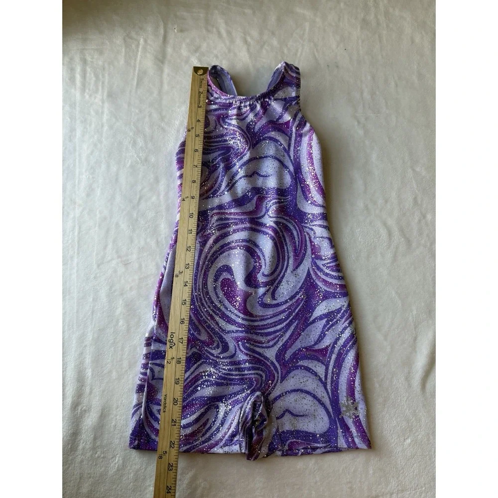 Snowflake Razzleberry T-Back Gymnastics Dance Biketard Purple Holographic L